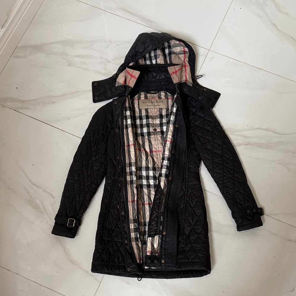Burberry Black Quilted Trench Coat
